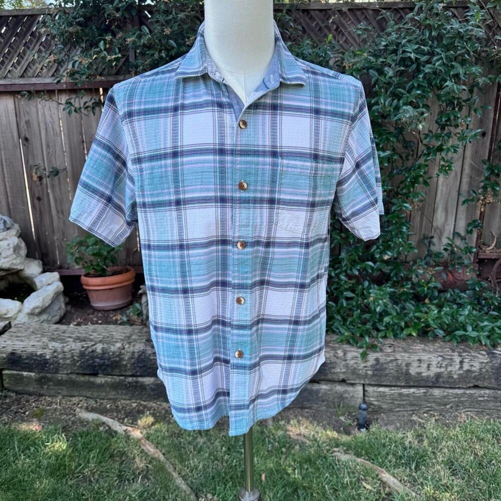Tommy Bahama Romero Plaid Coastline Short Sleeve Shirt Mens Large? No Size Tag